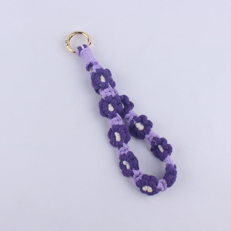 Wholesale Handmade Weaving Cotton Cord Daisy Keychain ACC-KC-GuangTian019