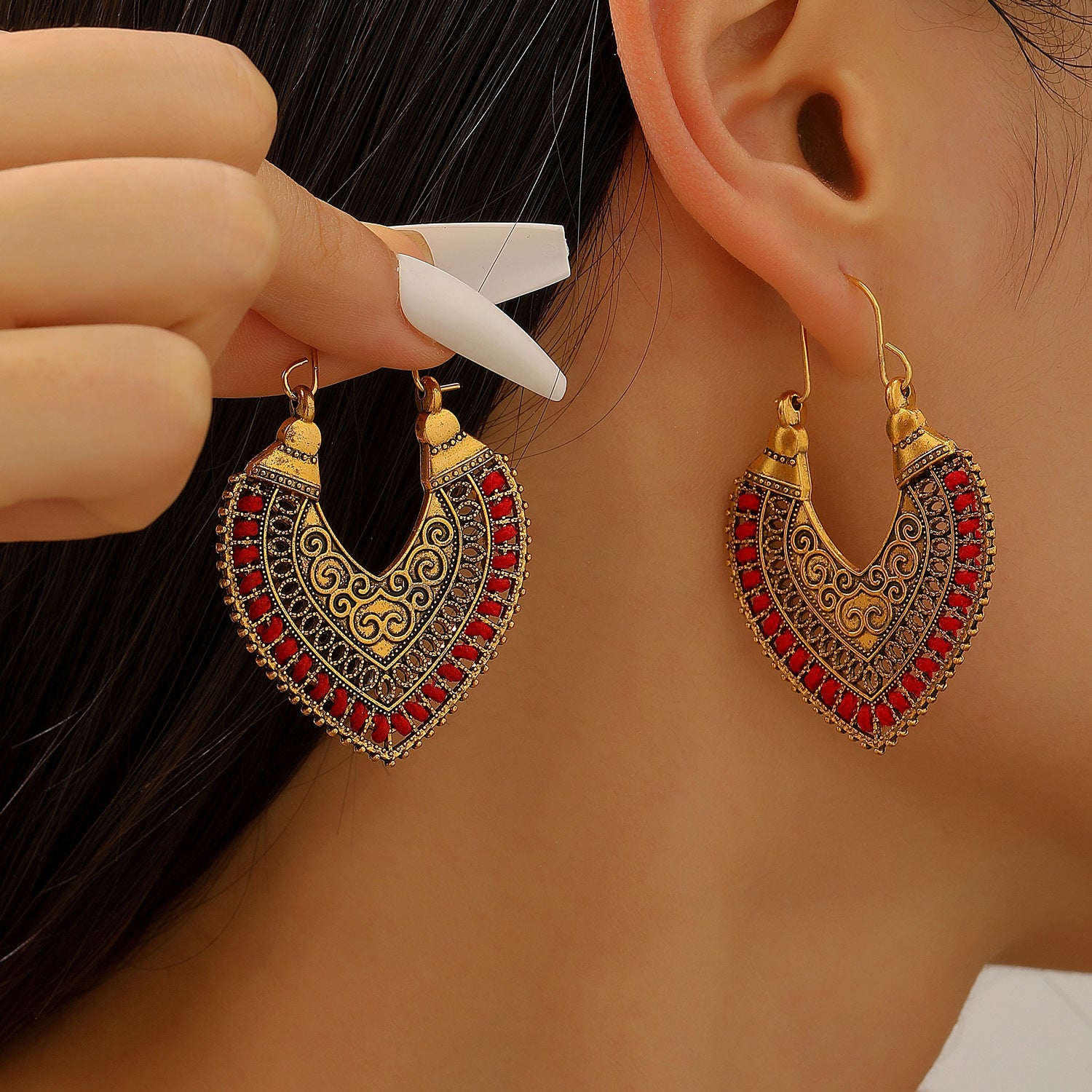 Wholesale Retro Bohemian Floral Hollow Out Earrings Alloy Antique Gold Women S Party Jewelry