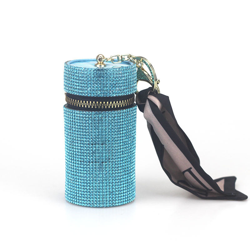 Wholesale PU Leather Rhinestone Lipstick Bag Mini Storage Bag Keychain ACC-KC-CanWu001