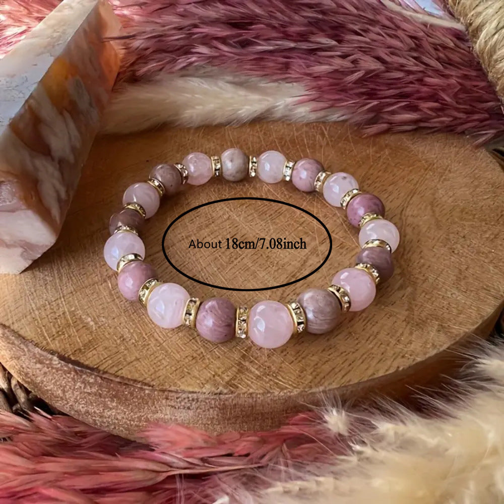 Wholesale natural rose quartz natural redwood bracelet