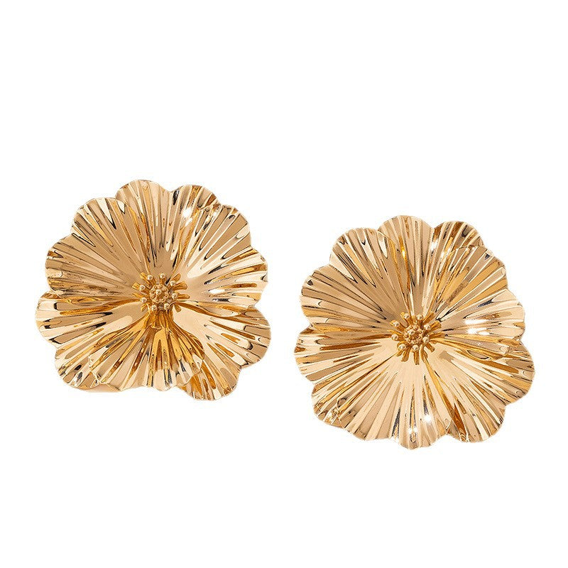 Wholesale European American Style Large Floral Gold Earrings Fashion Accessory Gift Boutique Resale