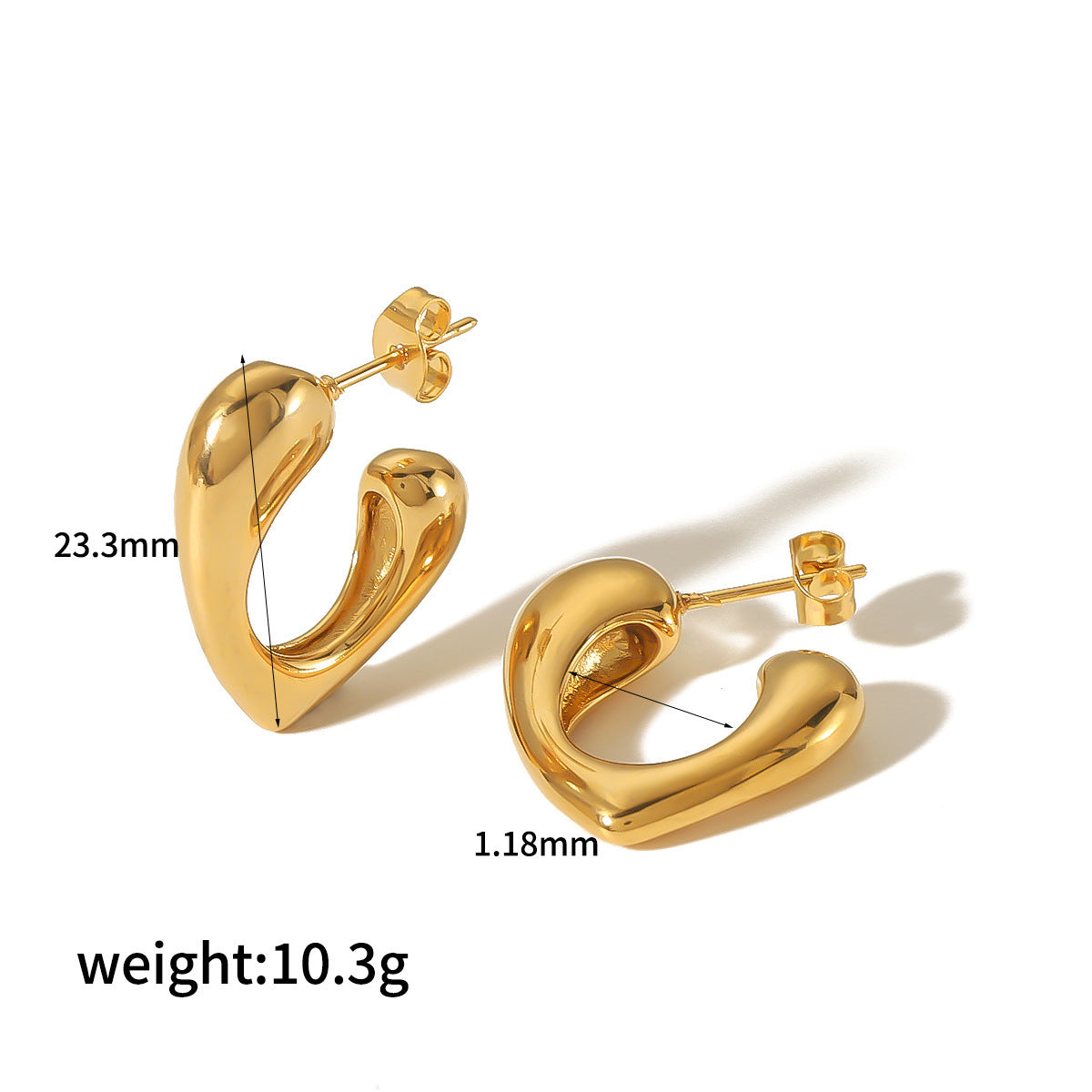 Wholesale 18K gold heart earrings stainless steel glossy bubble heart earrings
