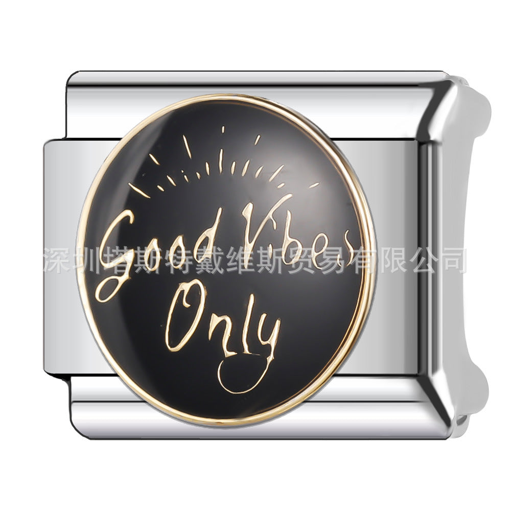 Wholesale  Italian Charm Bracelet 9mm DIY English Word Series Creative Stainless Steel Composable Bracelet