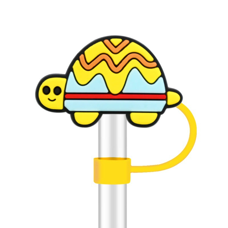 Wholesale Random 100pcs Cute Cartoon Doll 10mm PVC Soft Straw Tube Cap