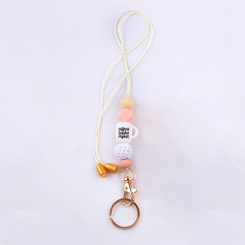 Wholesale Hemu Beads Silicone Beaded Wrist Keychain Handmade Beaded Lanyard Necklace ACC-KC-GuangTian041