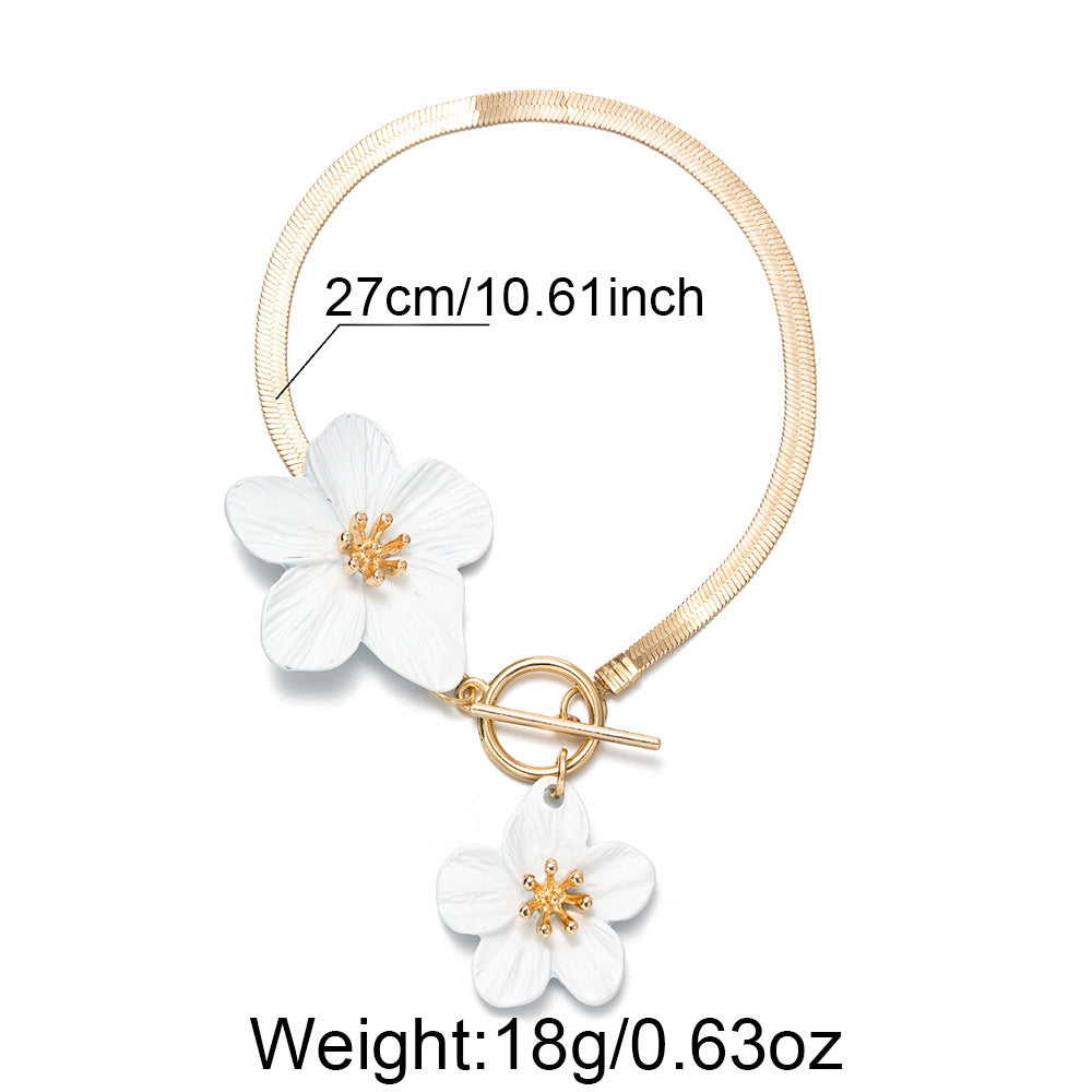 Wholesale  exaggerated  three-dimensional flower paint alloy  anklet jewelry