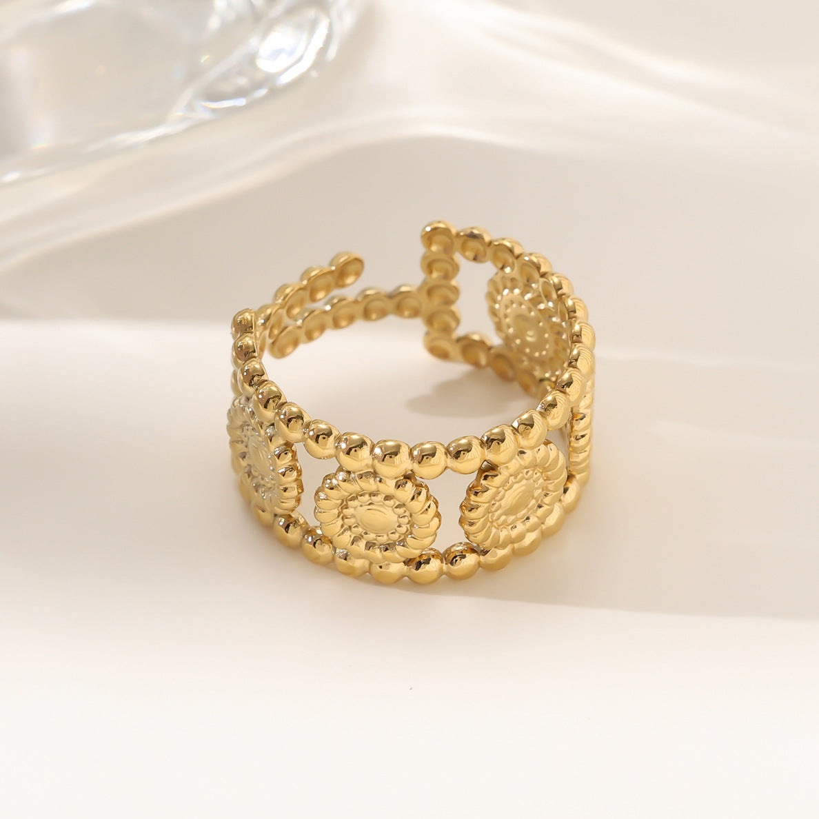 Wholesale Stainless steel gold-plated adjustable ring