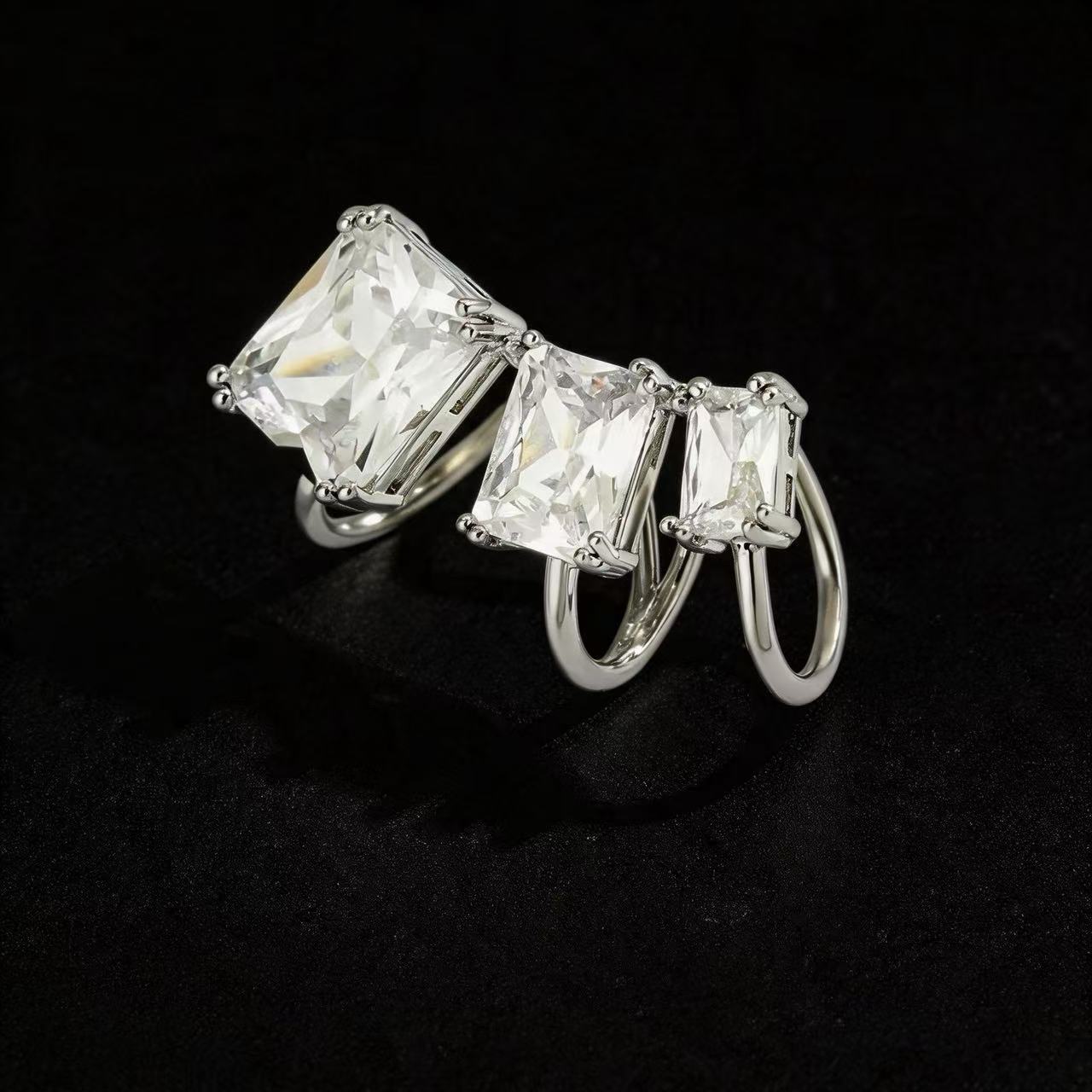 Wholesale Fashion Geometric Square Zircon Ear Cuff Gold Plated Women S No Piercing Jewelry Accessory