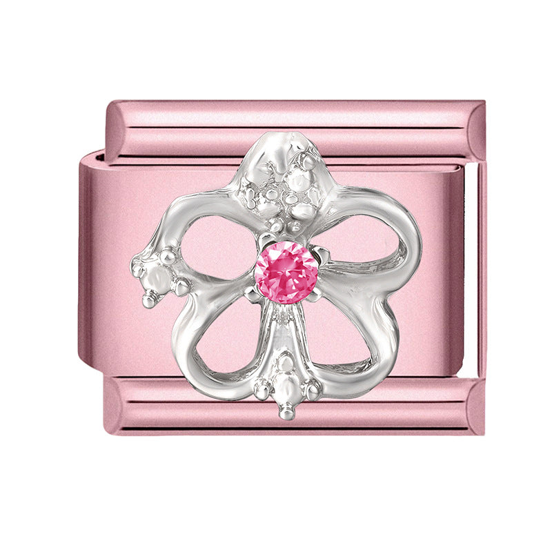 Wholesale 9mm Italian Charm Starter Bracelets pink series  DIY  Single Section Creative Stainless Steel Composable Bracelet