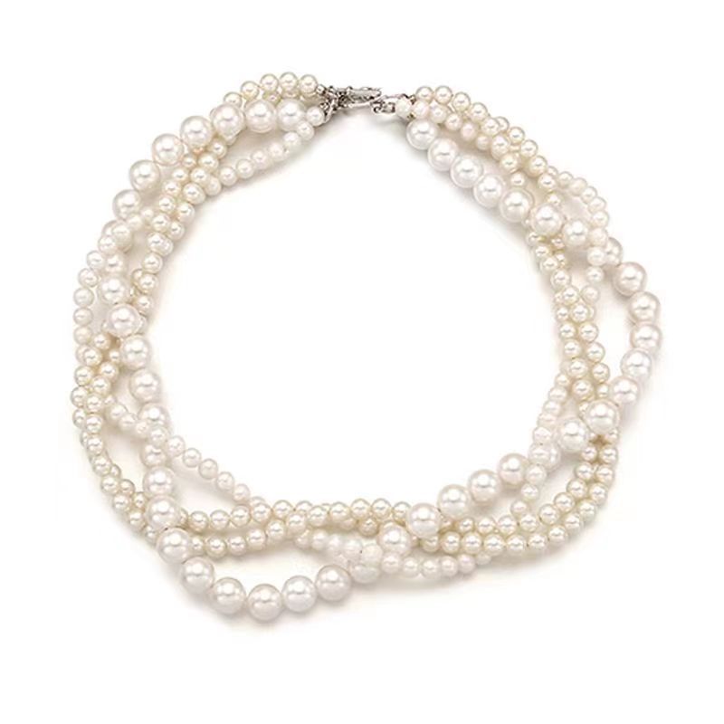 Wholesale Multi-layer glass pearl necklace