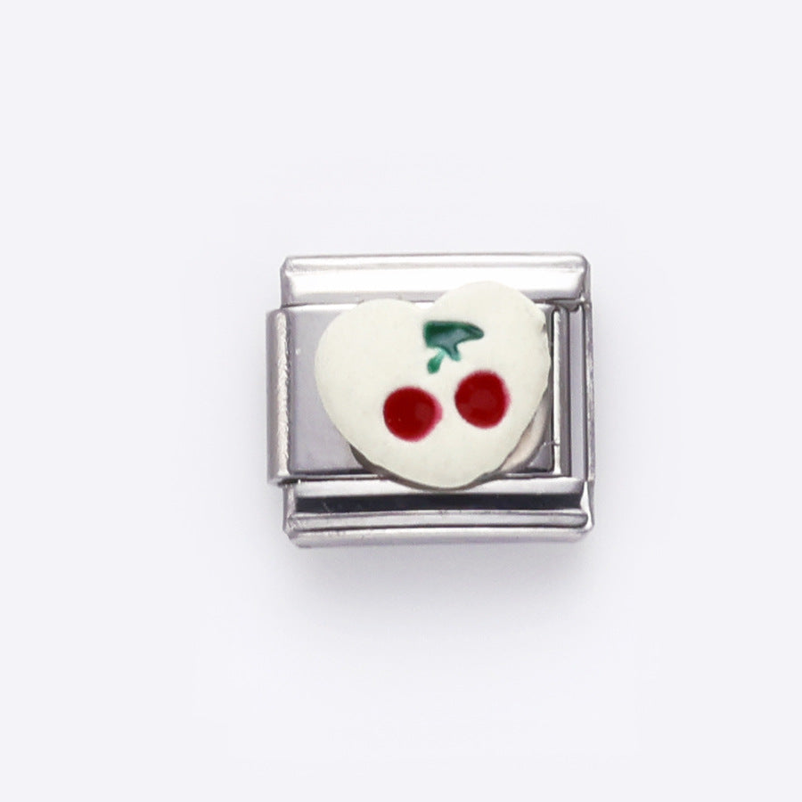 Wholesale 10pcs Italian Charm Bracelet 9mm DIY Splicing Flower Fruit Rainbow Series Stainless Steel Composable Bracelet