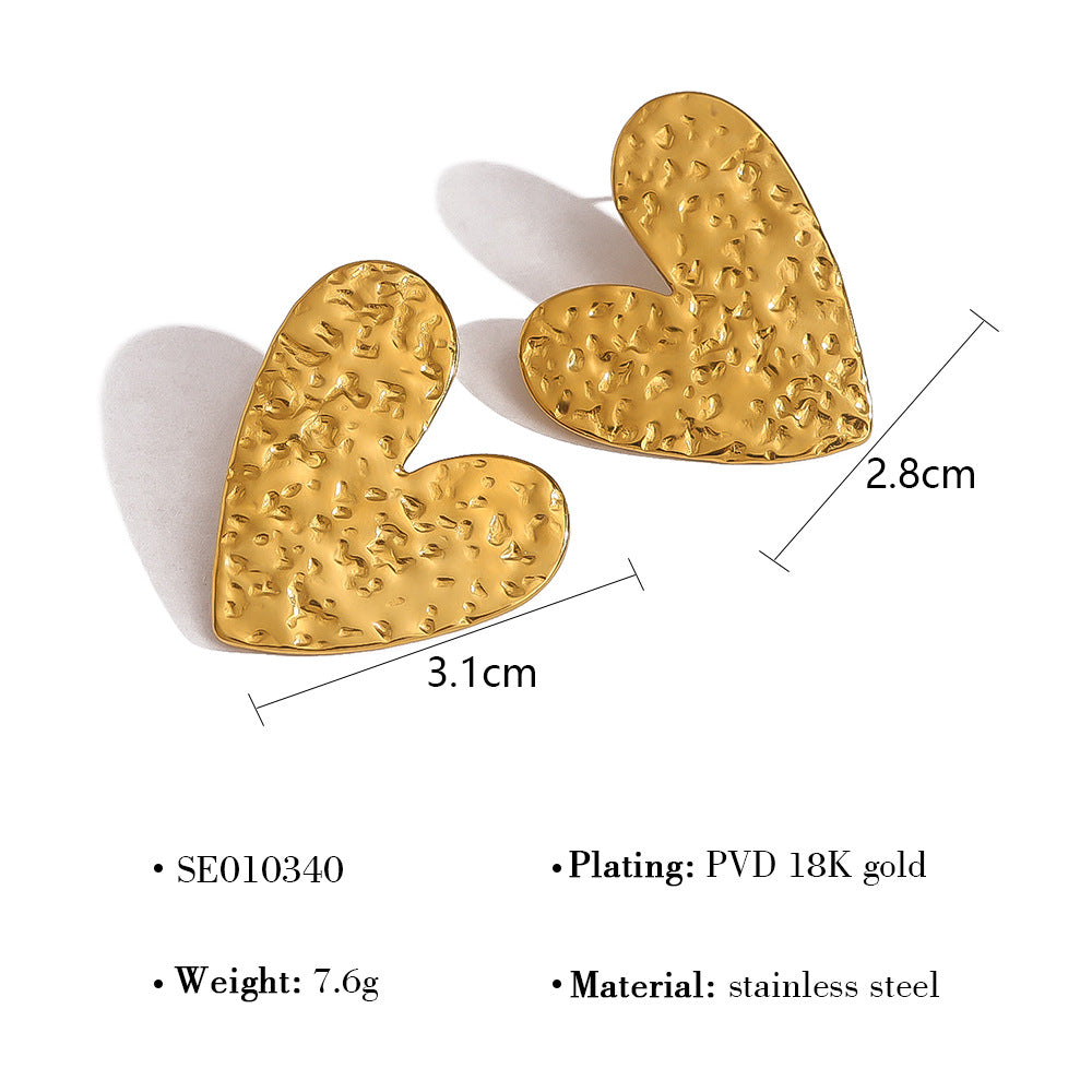 Wholesale heart earrings  titanium steel does not fade metal love earrings