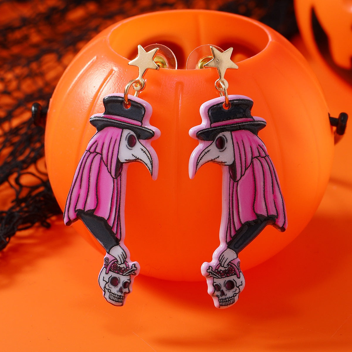 Wholesale  Gothic Skull Bat Pendant Earring Set Alloy Electroplated Fashion Accessory for Resale