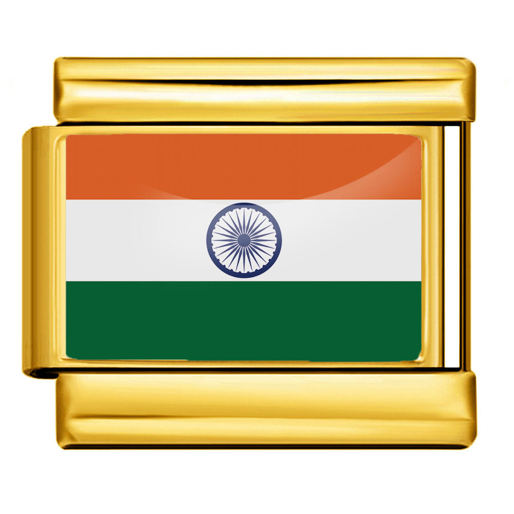 Wholesale Golden World Flag Photo Epoxy Italian Module Bracelet DIY Stainless Steel Elastic Strap Chain Bracelet