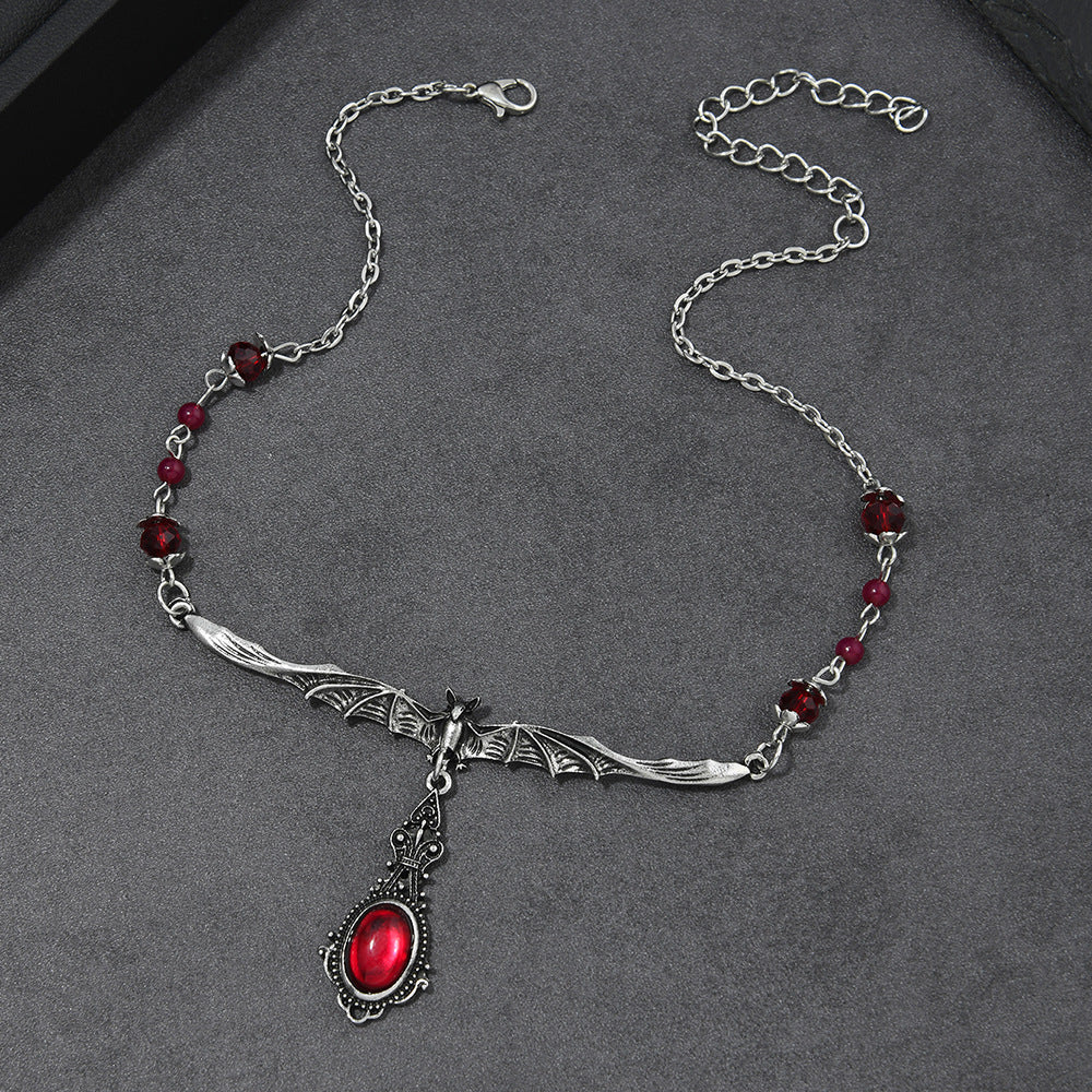 Wholesale Vintage Gothic Bat Blood Drop Necklace Women  Party Gift Fashion Accessory