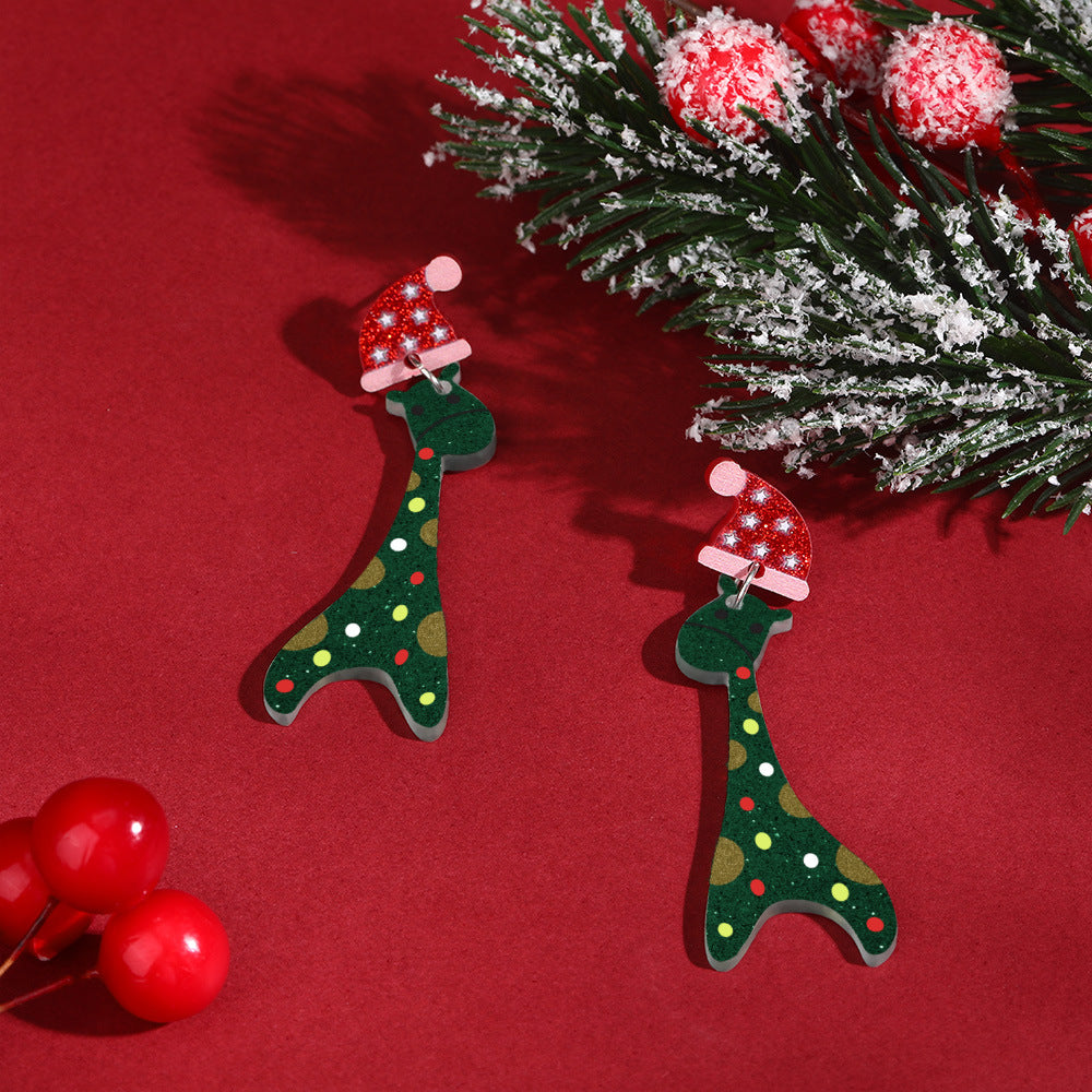 Wholesale Acrylic Christmas Tree Seahorse Crocodile Giraffe Earrings