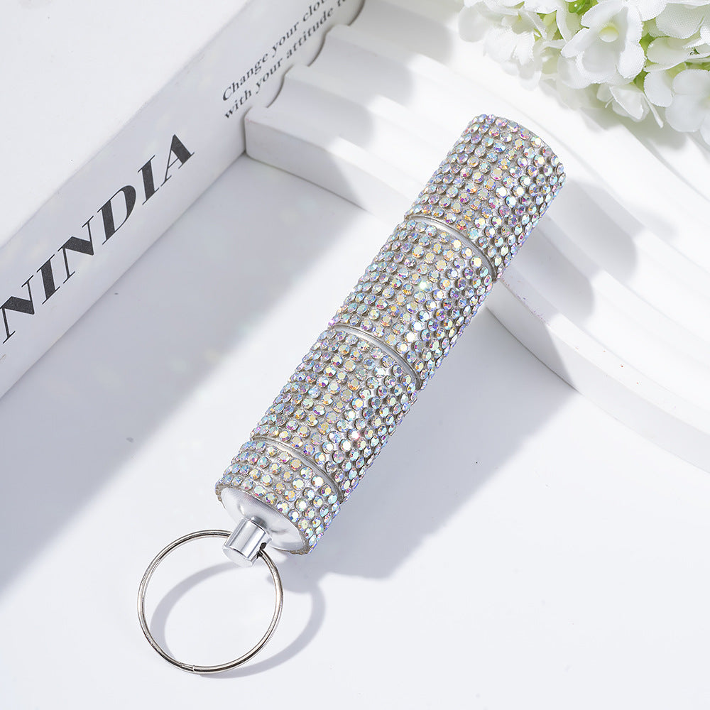 Wholesale diamond-encrusted pill bottle keychain