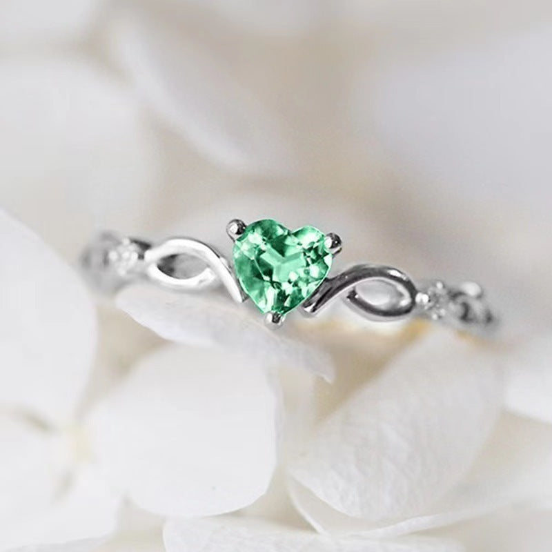 Wholesale Women S Heart Shaped Sea Blue Topaz Ring Alloy Fashion Jewelry Accessory Gift