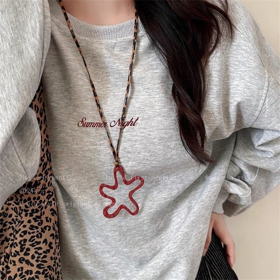 Wholesale Croissant Long Sweater Chain Necklaces