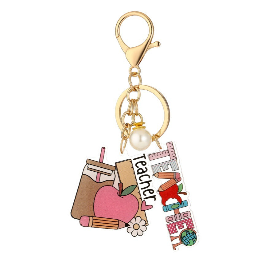 Portachiavi a forma di matita con portapenne a cuore acrilico all'ingrosso