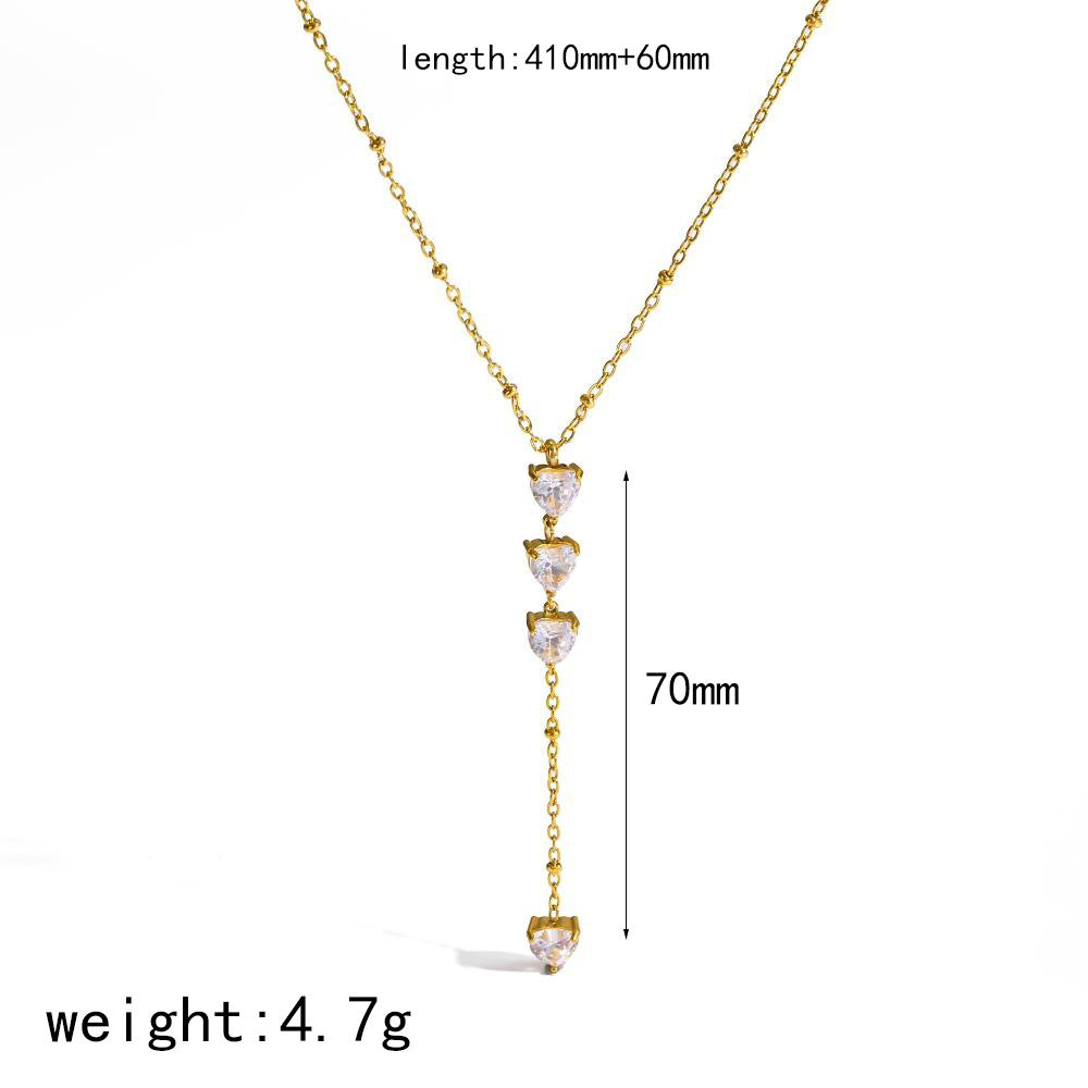 Wholesale Stainless steel necklace with multiple inlaid diamonds