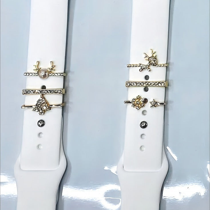 Wholesale Christmas Compact and Exquisite Deer-Themed Smartwatch Set Apple Watch Strap Decoration Ring in Stock