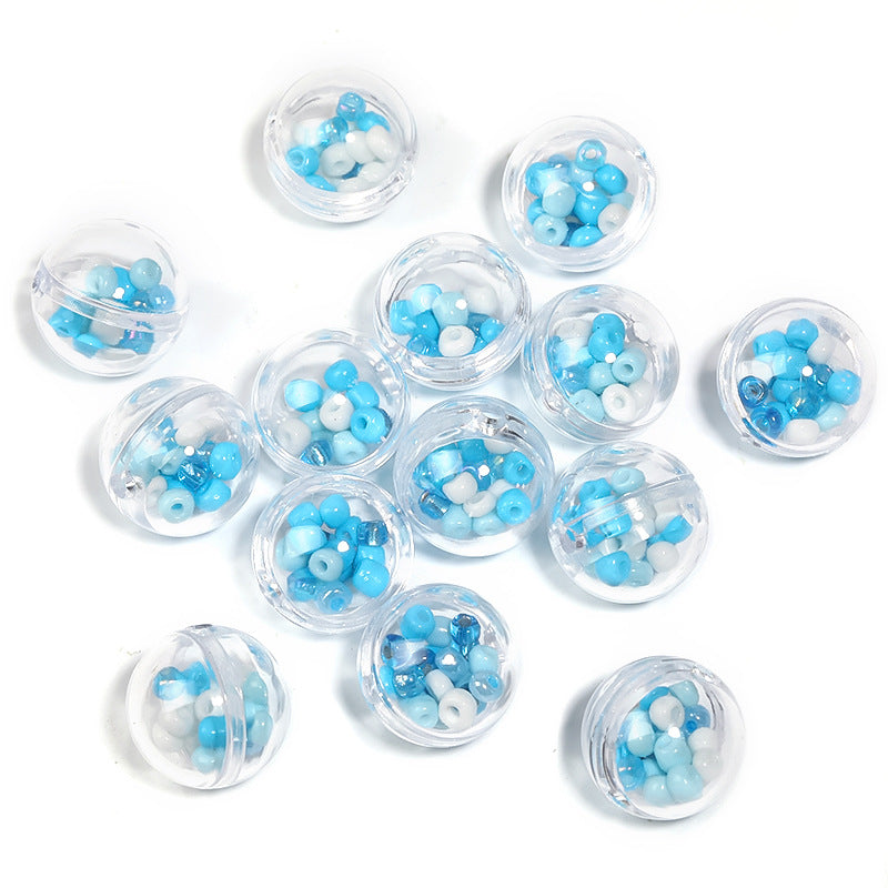 Wholesale 25pcs Filled Bubble Ball Round Beads Plastic Through Hole Beads Diy Accessories ACC-BDS-BLG071