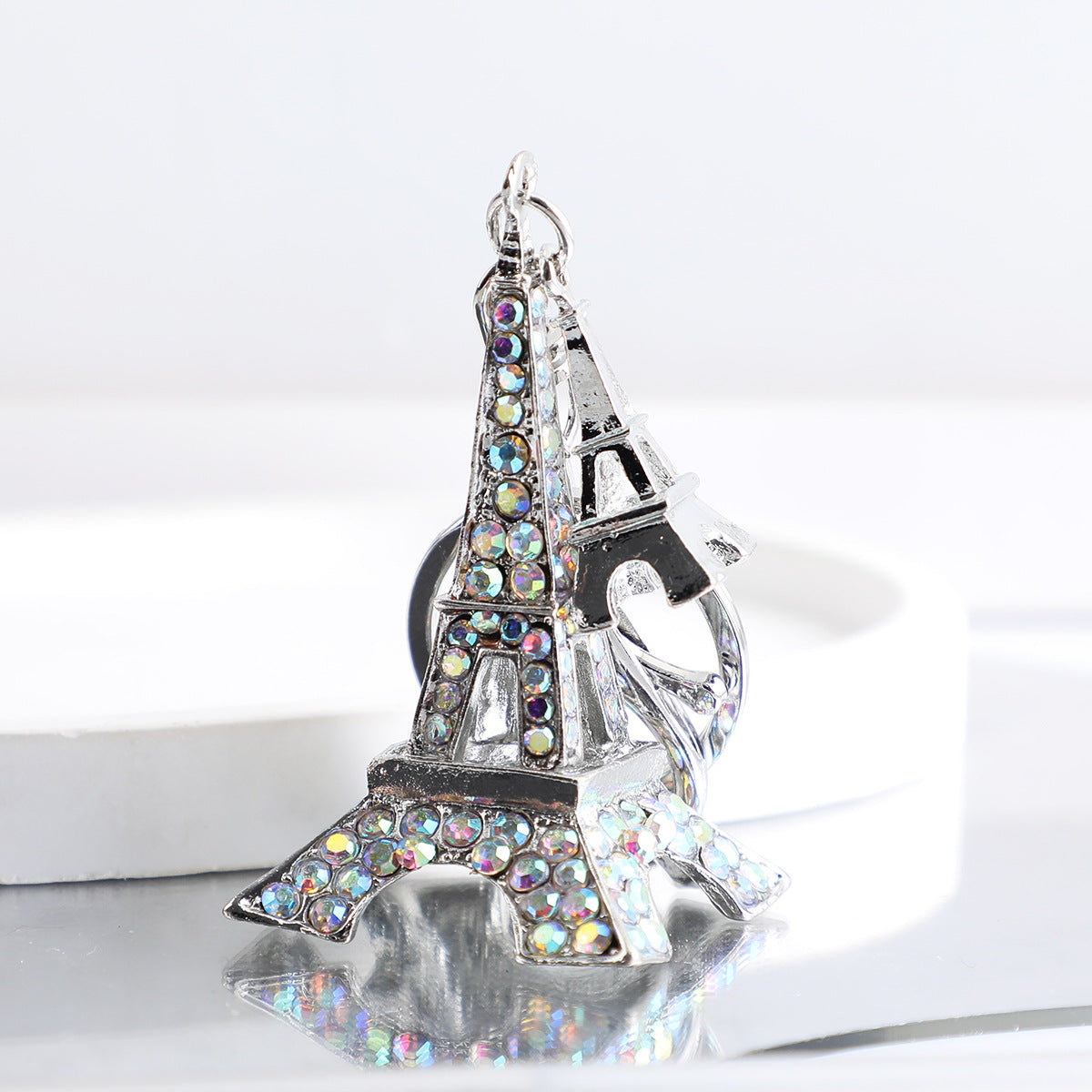 Wholesale Creative Rhinestone Paris Eiffel Tower Car Keychain
