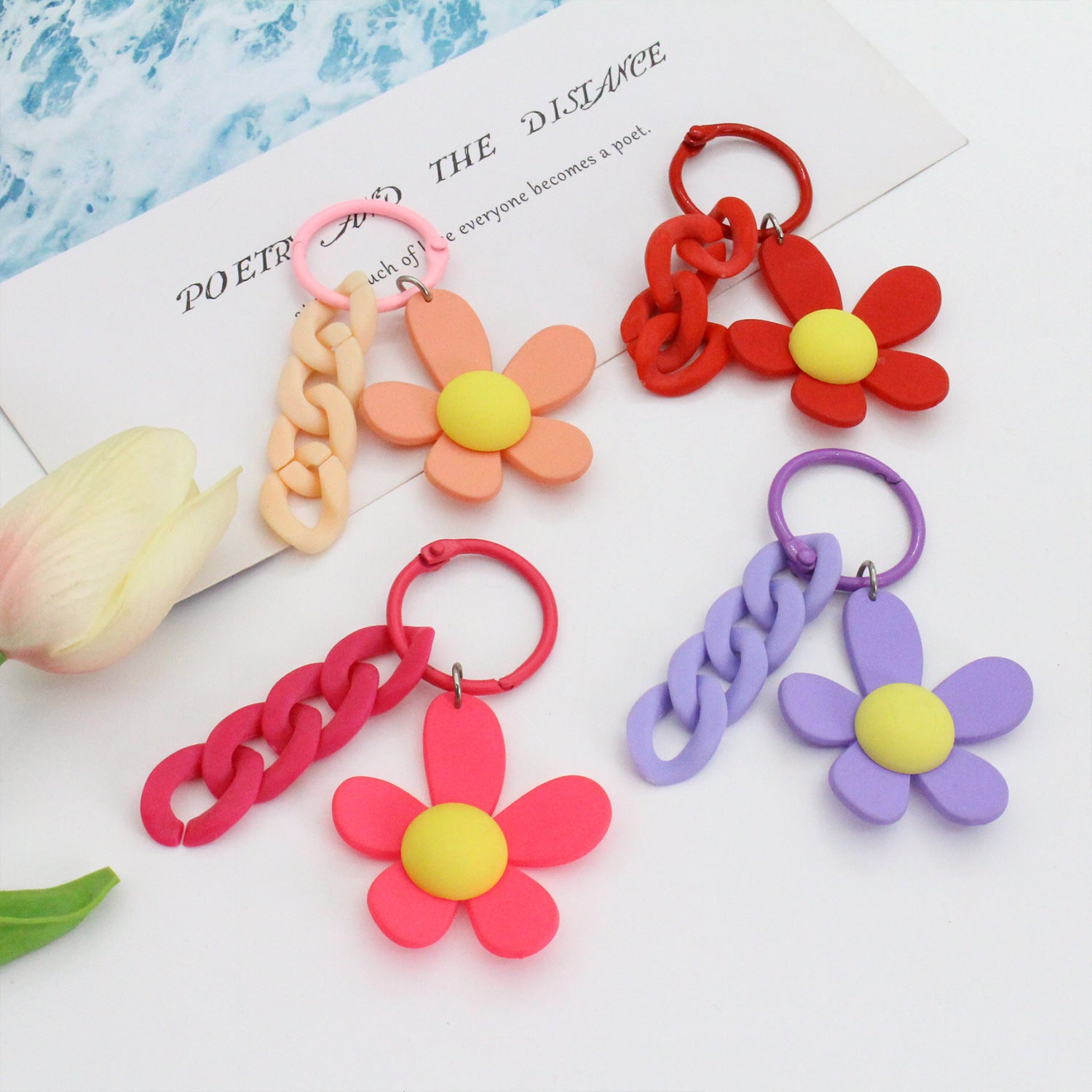 Wholesale Creative Flower Keychains ACC-KC-Jiuxing004