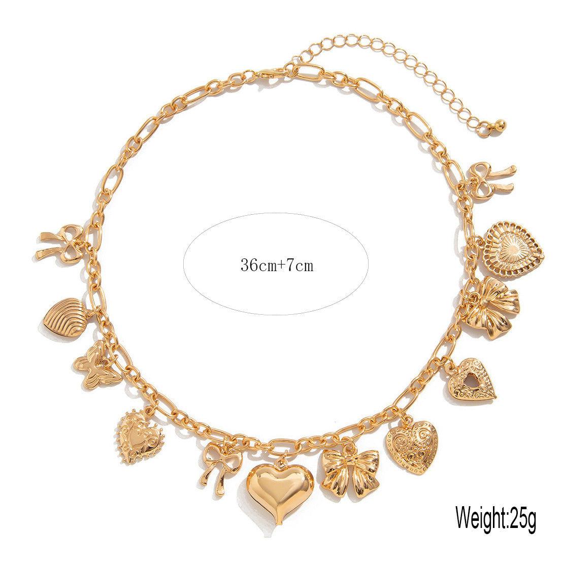 Wholesale Punk Style Heart Alloy Pendant  Bow Tassel Necklace