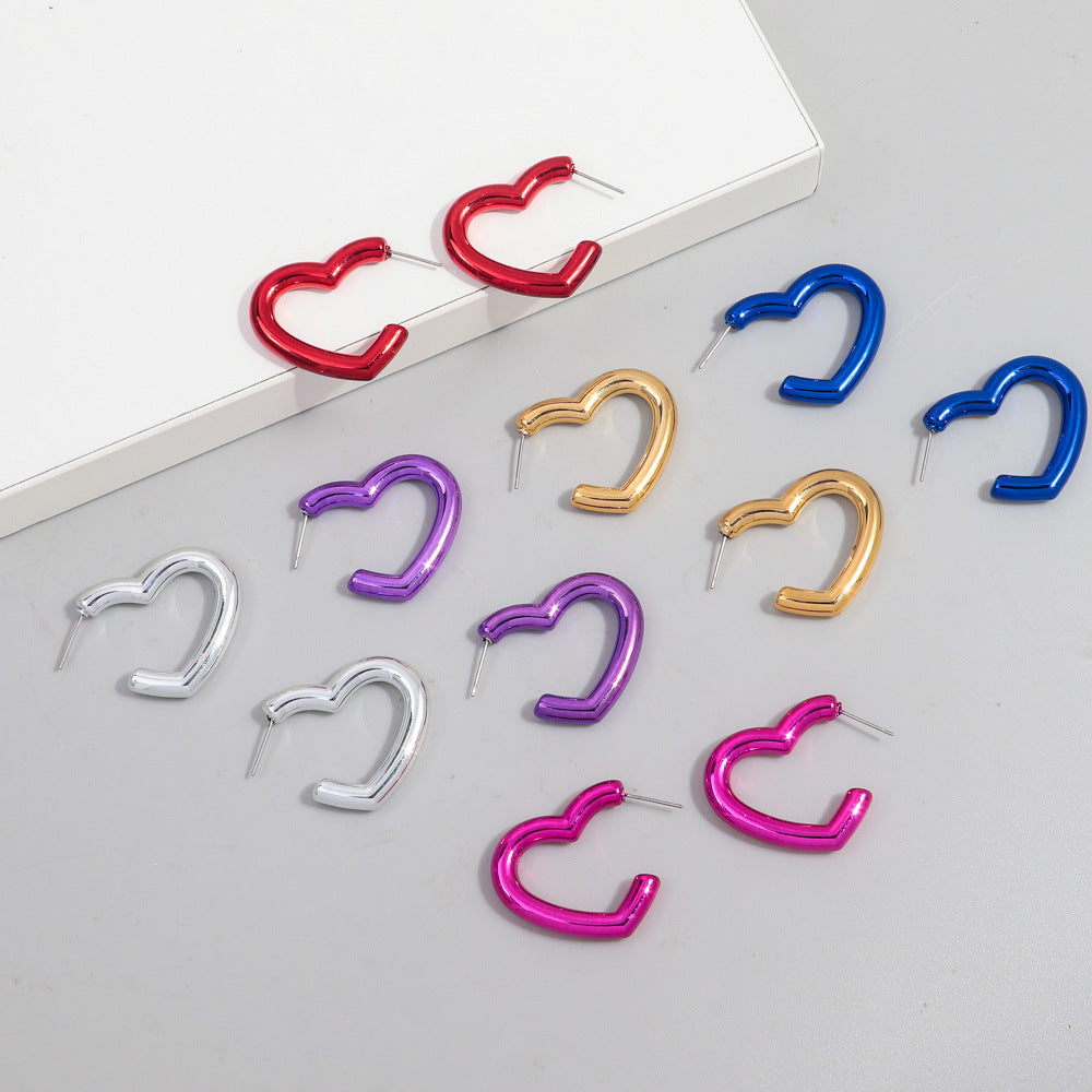 Wholesale Electroplating colorful peach heart acrylic earrings