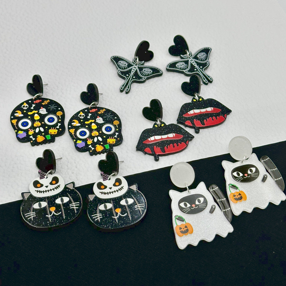 Wholesale Halloween Ghost Pumpkin Acrylic Earrings ACC-ES-Weiw006