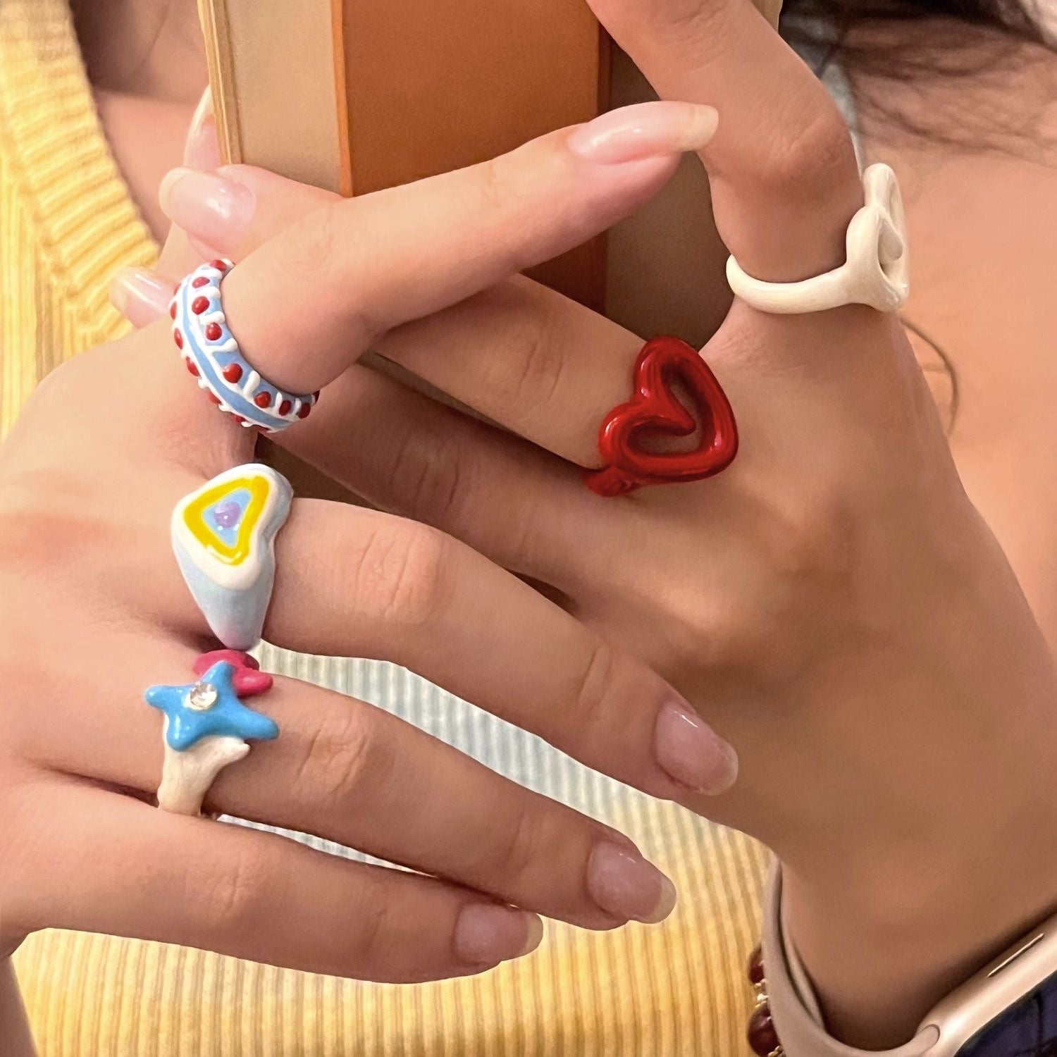 Wholesale Cute Cartoon Ugly Cute Dropping Glaze Ring