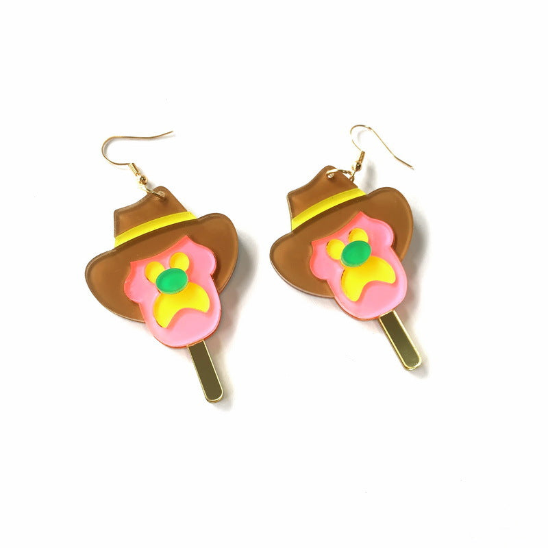 Wholesale Y2K Acrylic Pizza Ice Cream Cake Milk Tea Fried Egg Donut Peanut Butter Sushi Cookie Earrings