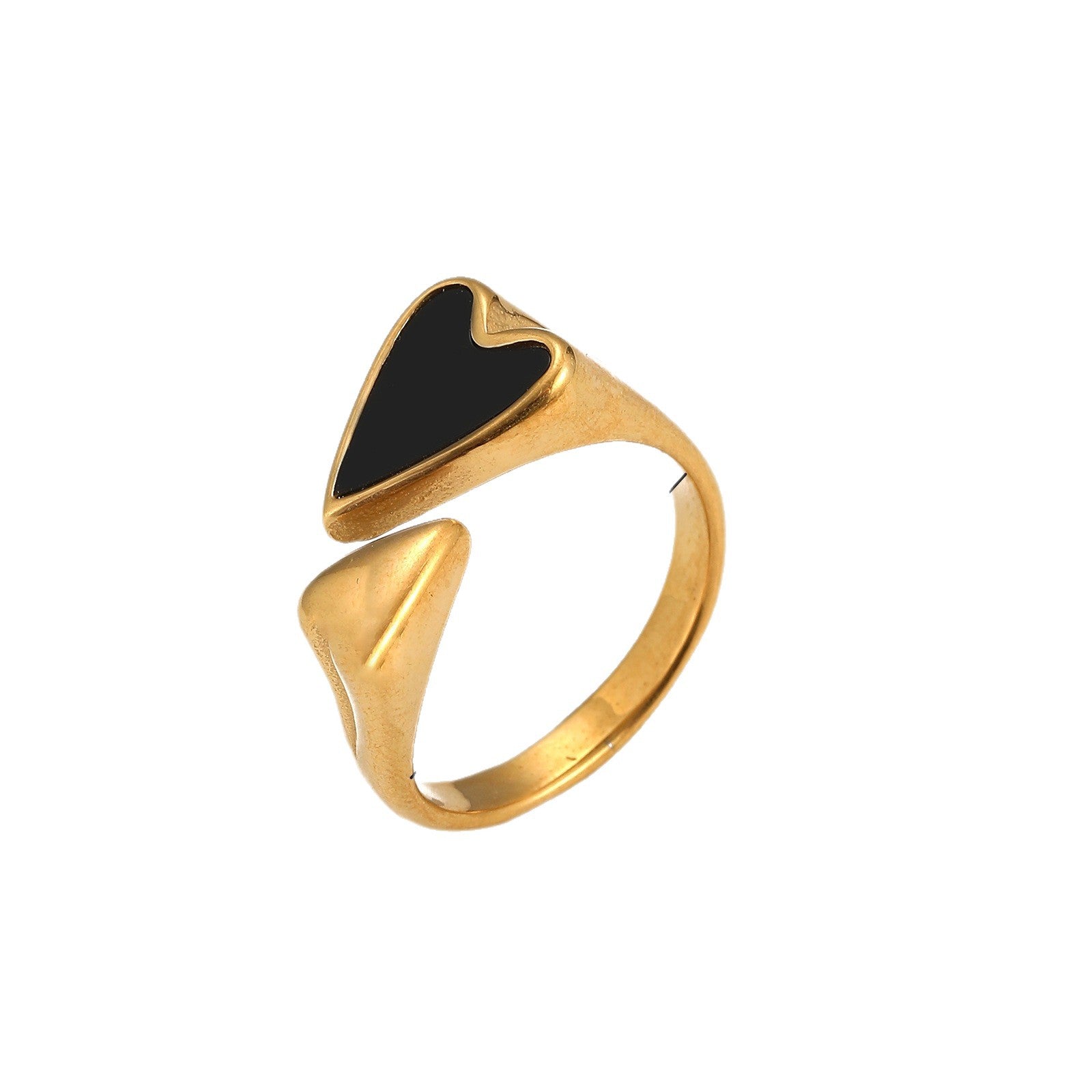 Wholesale Minimalist Black and White Stainless Steel Heart Ring