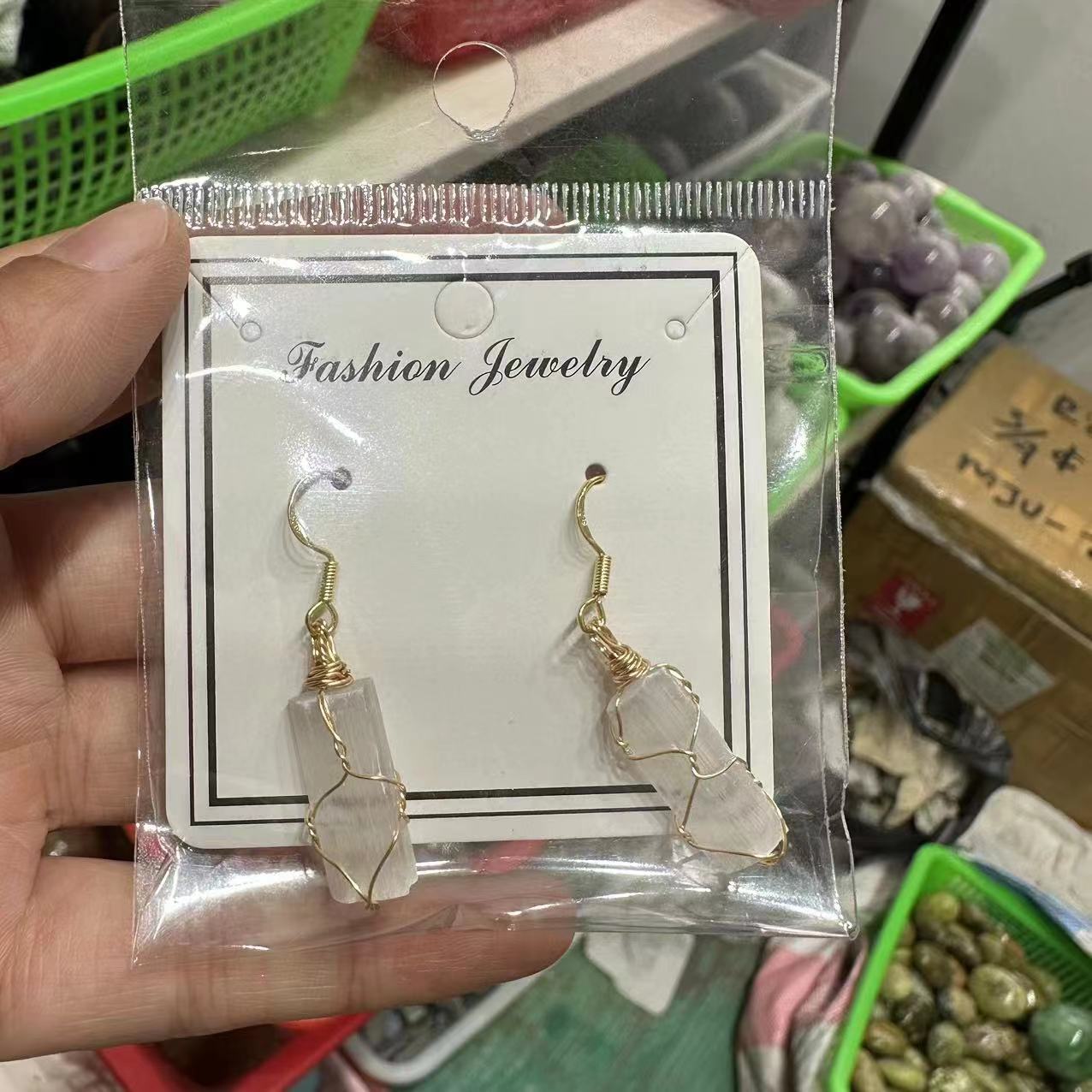 Wholesale Natural Crystal Irregular Rough Stone Handmade 18K Gold Wire Wound Citrine Earrings ACC-ES-XiuK001