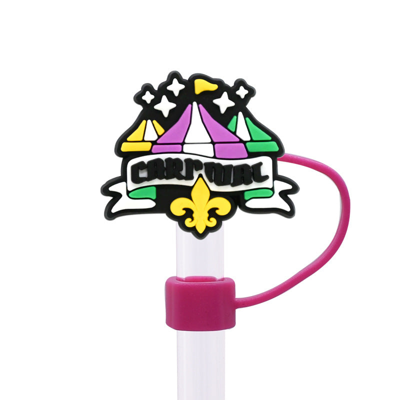 Wholesale Random 100pcs Carnival Series Straw Cover 10MM Straw Tube Cap