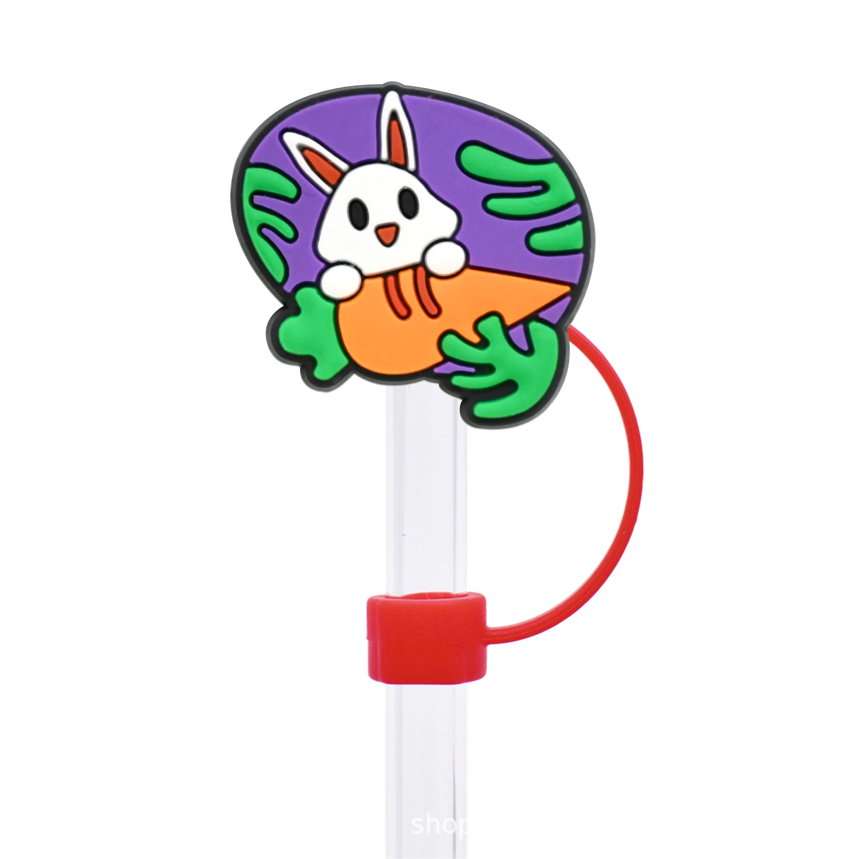 Wholesale Random 50pcs Easter Cute Bunny 10mm PVC Soft Straw Tube Cap