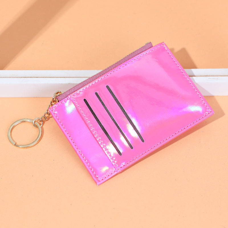 Wholesale Trendy Laser Pattern Card Wallet With Zipper Coin Pocket In PU Leather Unisex Everyday Chic Accessory For Boutique Gift