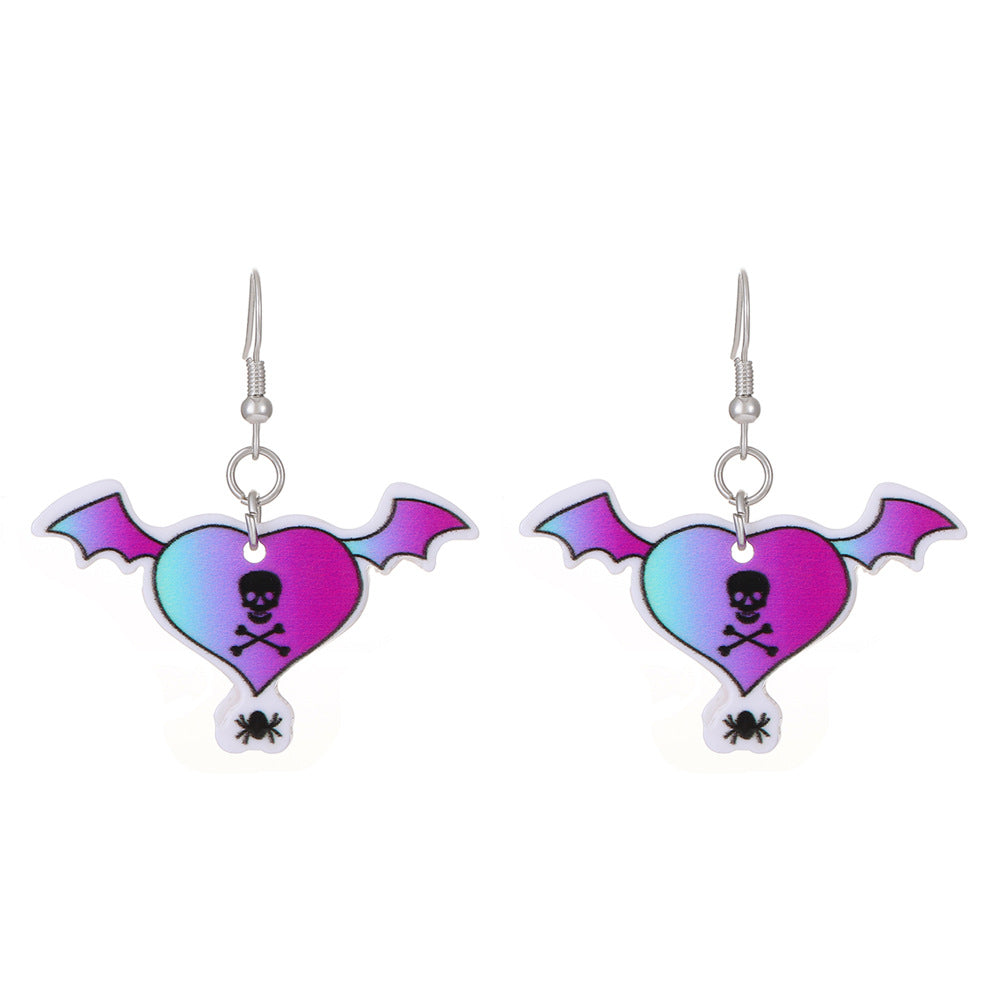 Wholesale  Acrylic Heart Skeleton Dangle Earrings for Women Party Wear Fashion Accessory
