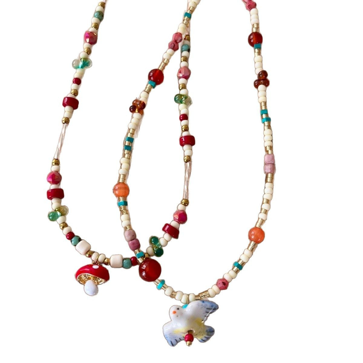 Wholesale  Colorful Natural Stone Rice Bead Necklace