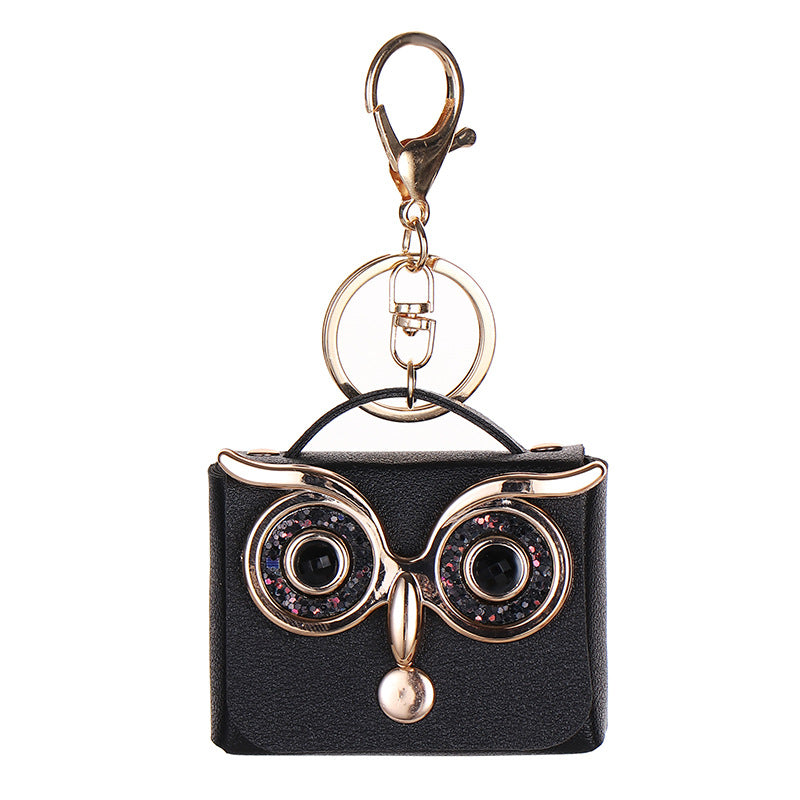 Wholesale Trendy Owl Faux Leather Coin Purse With Keychain Cute Earphone Bag For Women Boutique Resale Accessory