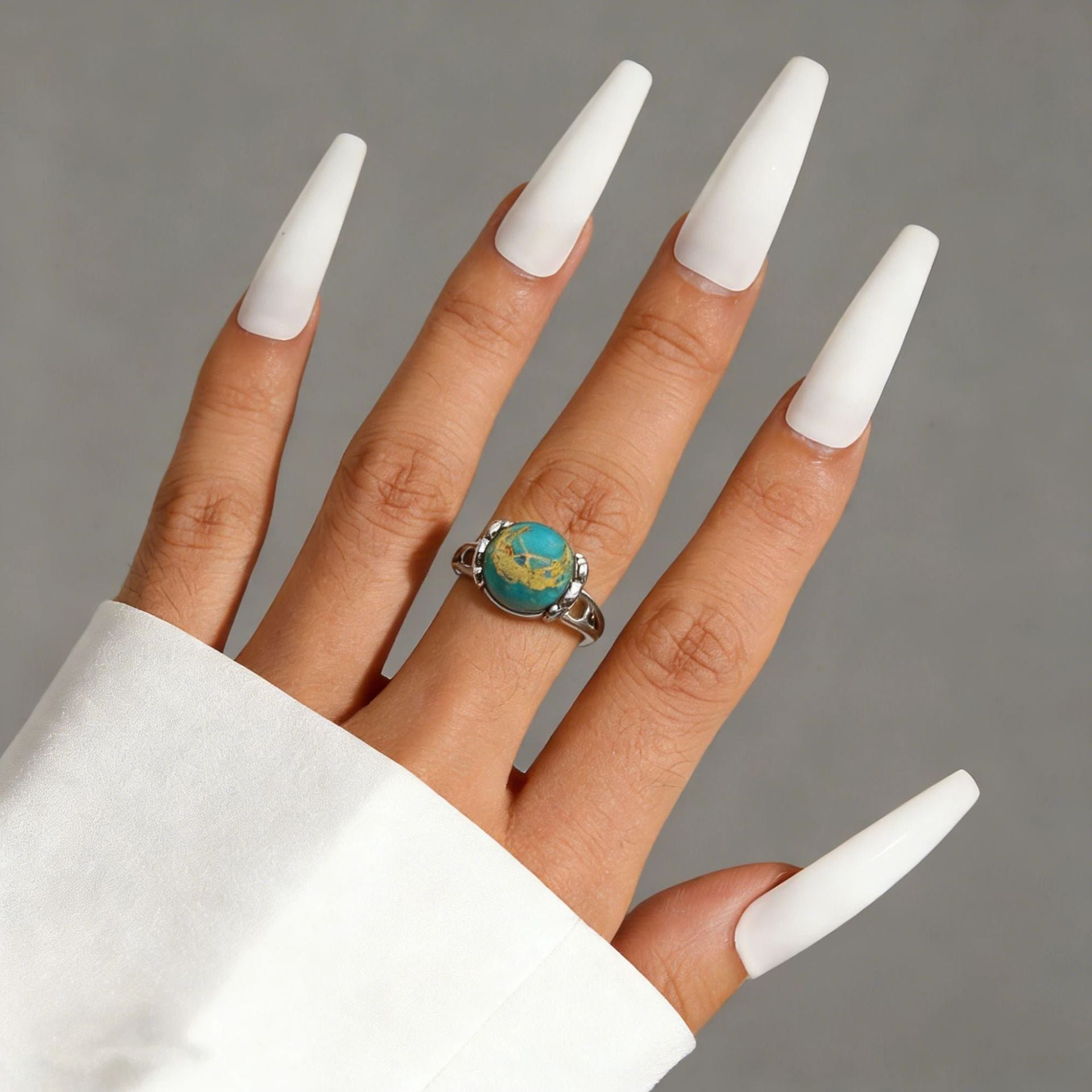 Wholesale Copper open-ended ring with natural stone