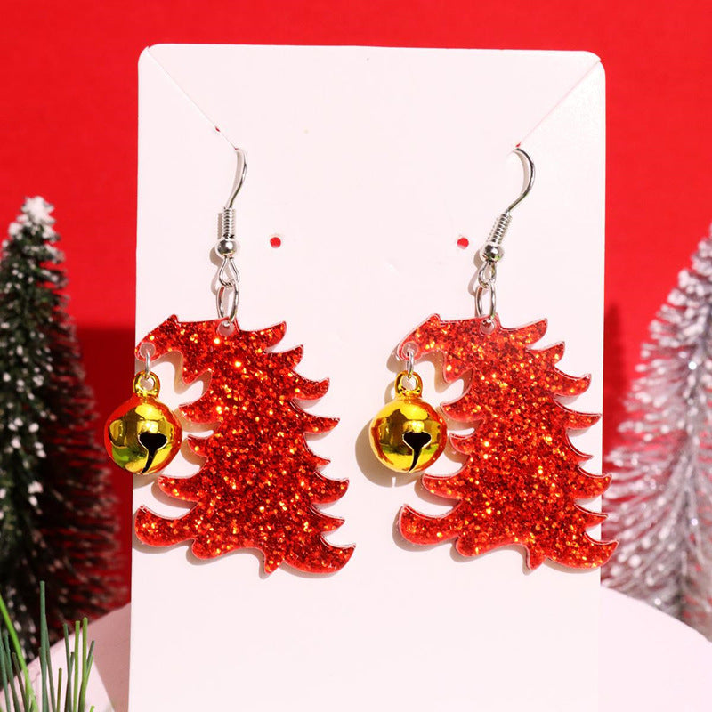 Wholesale Acrylic Earrings Leopard Print Tilted Head Star Lantern Christmas Tree Pendant Earrings