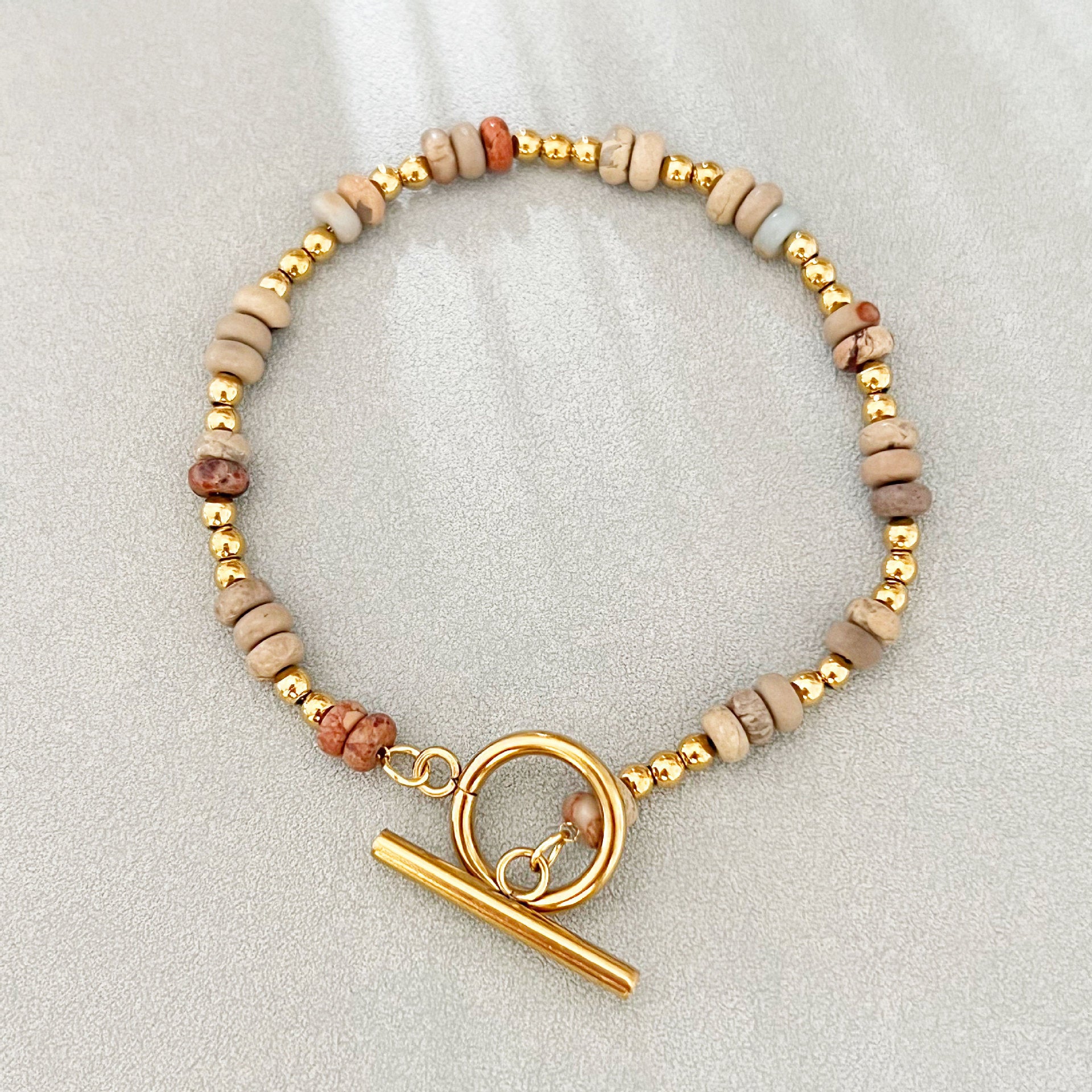 Wholesale Stainless Steel Natural Stone Handmade Beaded Bracelet Bohemian Style Fashion Accessory