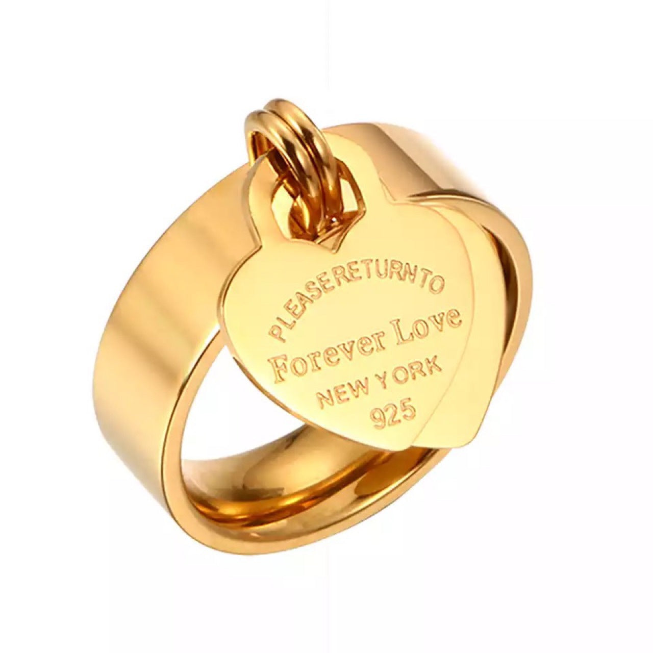 Wholesale forever heart letter gold plated stainless steel ring