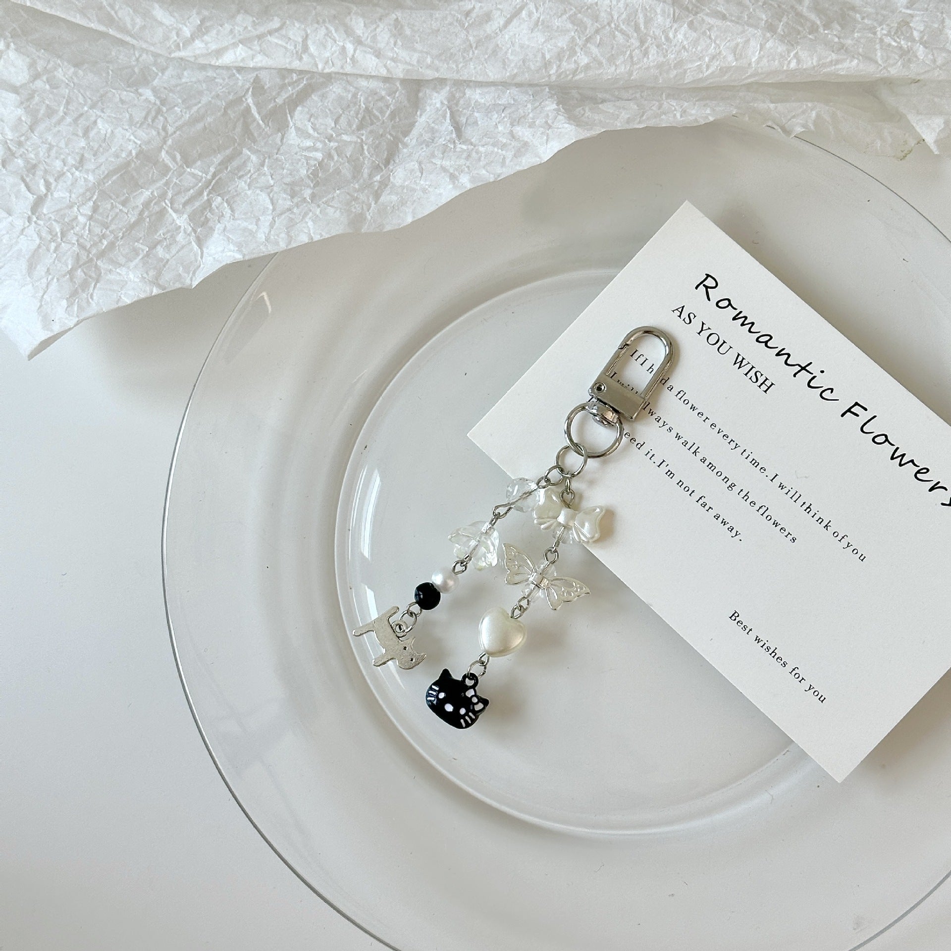 Wholesale Cute Cat Bow Chain Love Wings Keychains