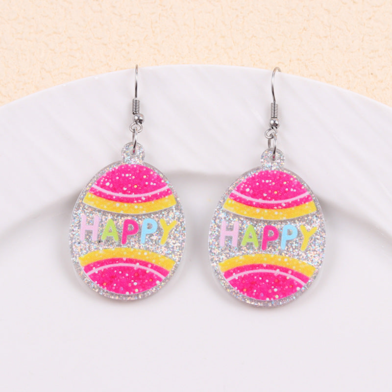 Wholesale 2PCS Acrylic Easter Bunny Egg Earrings