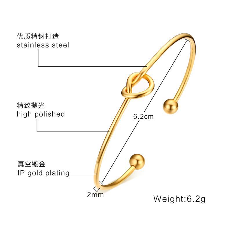 Wholesale Open Bracelet Geometric Stainless Steel 18K Gold ACC-BT-HuaLanXin001