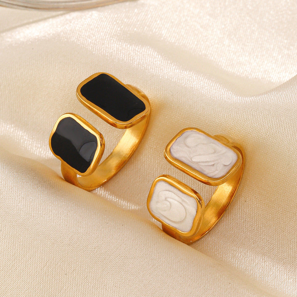 Wholesale French Retro Geometric Open Ring - Stainless Steel Fashion Accessory for Everyday Wear or Gift